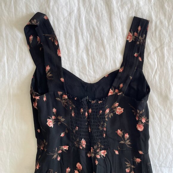 Reformation Fulton Midi Dress Romy Black Pink Floral (sz 4P) - Picture 8 of 11